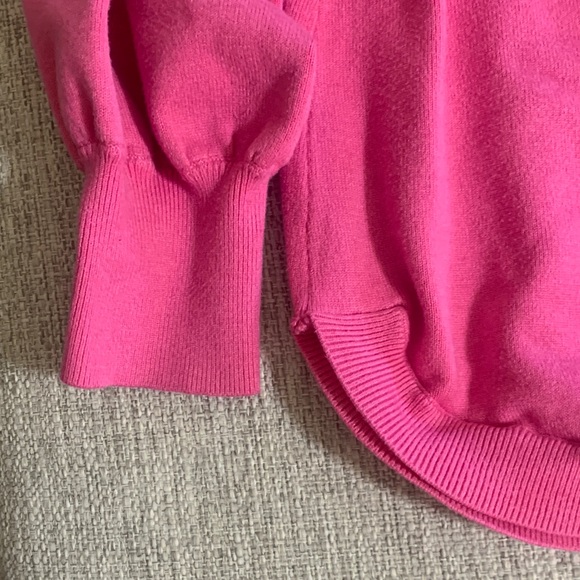 Crown & Ivy Hot Pink Puff Sleeve Sweater Plus 2X – Preppy Feminine Winter Knit - Picture 8 of 16
